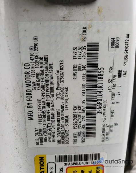 2018 Ford Fusion Se Hybrid from USA, damaged, VIN 3FA6P0LU4JR118855
